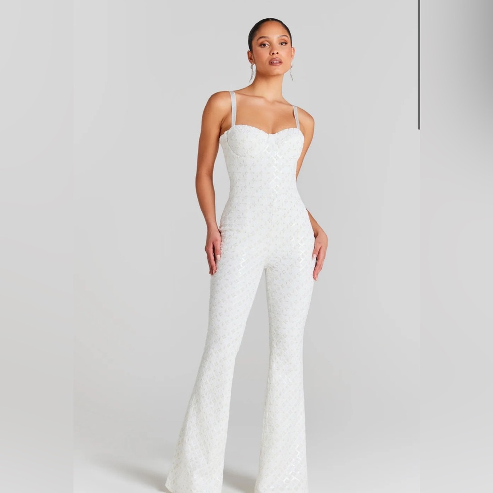 Nadine Merabi white jumpsuit worn once size small/medium